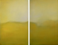 huile sur toile 2008 diptyque jaune vert 2x55x35