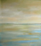 huile sur toile ciel doré sur mer 100x90