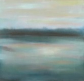 huile sur toile soleil sur lac 90x95