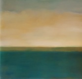 huile sur toile horizon orange sur vert 90x100