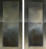 huile sur toile diptyque terre sombre 2x130x60