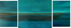 huile sur toile triptyque bleu-vert 90x60, 100x110, 90x60